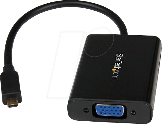 0065030851008 - StarTechcom Micro HDMI auf VGA Konverter mit Audio - Micro hd zu VGA Adapter 1080p - 1920x1200 und 2 Kanal Audio - Stecker   Buchse - Videokonverter - Schwarz