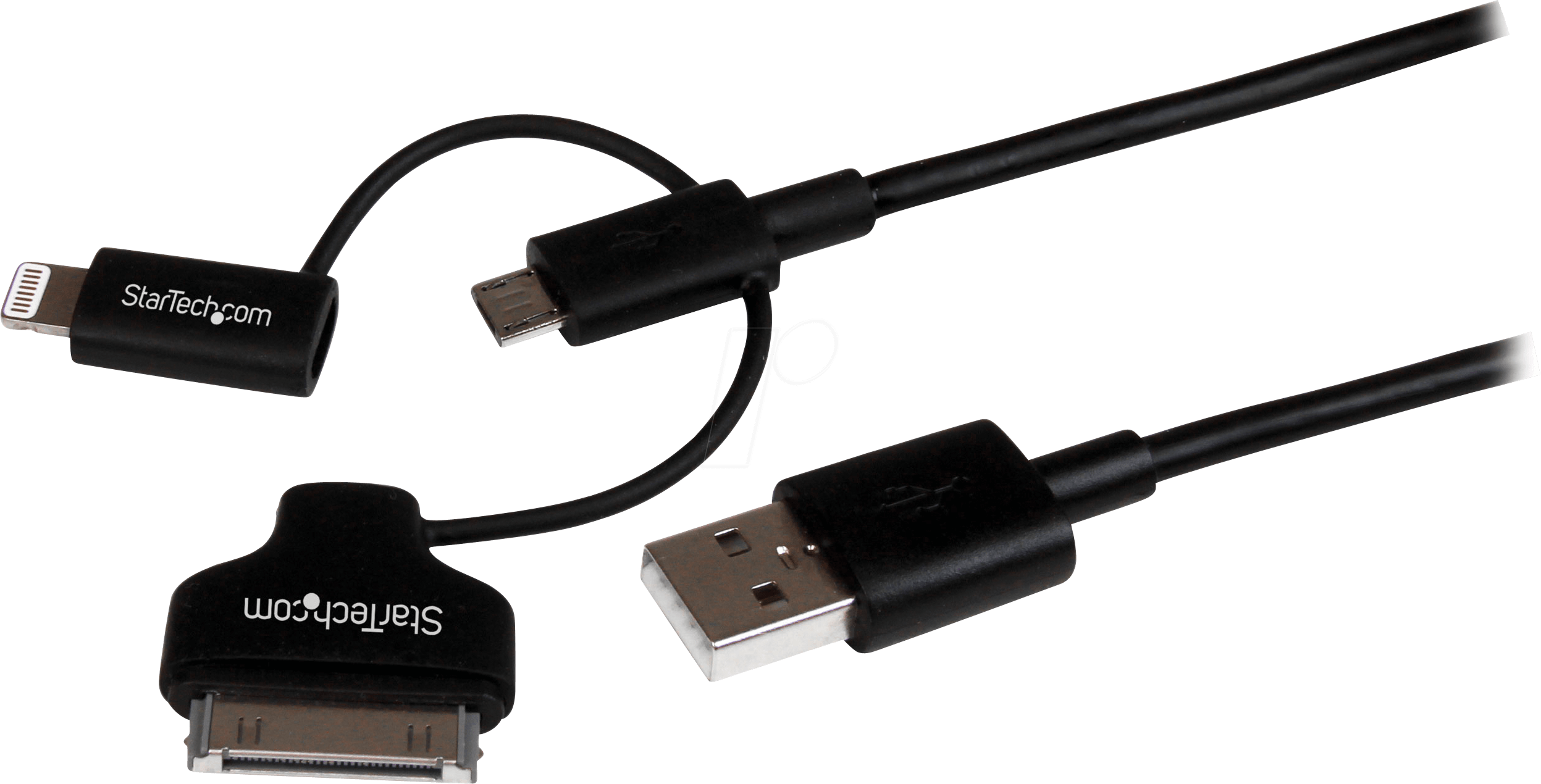 0065030859059 - StarTechcom 1m Lightning oder 30-pin Dock oder Micro USB auf USB Kabel - Schwarz - Lade-   Datenkabel - Lade- Datenkabel - 1 m