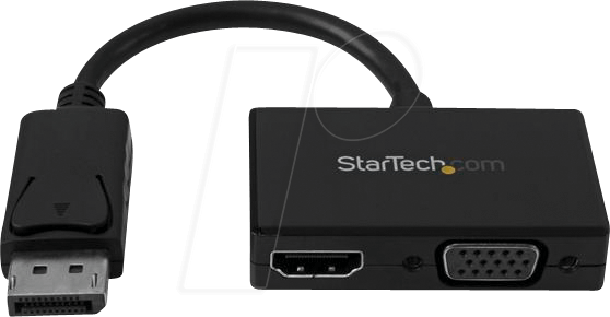 0065030860413 - StarTechcom Reise A V Adapter 2-in-1 DisplayPort auf HDMI oder VGA Konverter - DP zu HDMI   VGA Adapter im kompakten Design - Videokonverter - Schwarz