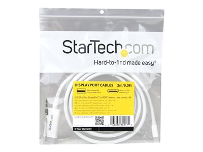 0065030861175 - StarTechcom 2m Mini DisplayPort auf HDMI Konverterkabel - mDP zu HDMI Adapter mit Kabel Ultra HD 4K - Weiß - Adapterkabel - DisplayPort   HDMI - 2 m