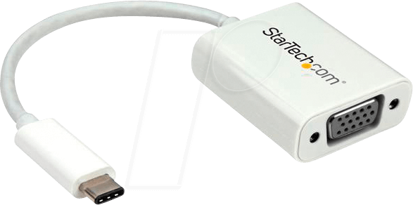 0065030862769 - StarTechcom USB-C auf VGA Adapter - USB Typ-C zu VGA Video Konverter - Weiß - USB VGA-Adapter - USB-C zu HD-15 (VGA) - 175 m