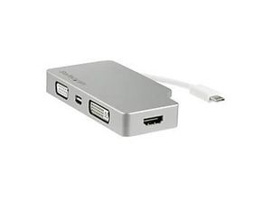 0065030863094 - StarTechcom Aluminium Reise A V Adapter 4-in-1 USB-C auf VGA DVI HDMI oder mDP - USB Type-C Adapter - 4K - Videoadapter - Mini DisplayPort   HDMI   DVI   VGA - 105 cm