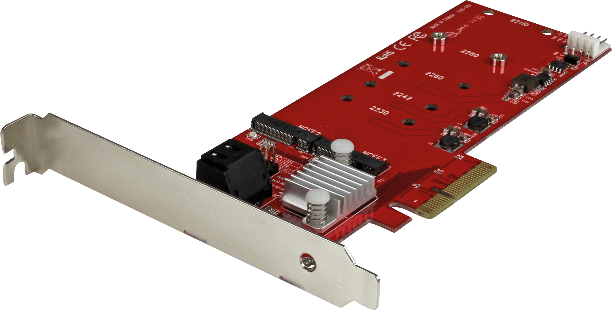 0065030863766 - StarTechcom 2x M2 NGFF SSD RAID Karte plus 2x SATA III Ports - PCIe - 2-fach M2 RAID Controllerkarte plus zwei SATA Anschlüsse - Speichercontroller (RAID) - M2 Card   SATA 6Gb s - PCIe 20 x2