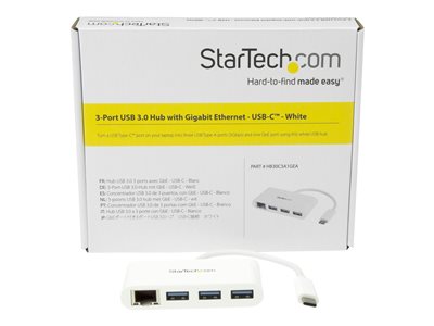 0065030866316 - StarTech 3PT USB 30 HUB + GBE - USB-C (USB C) Dockingstation + USB Hub Weiss