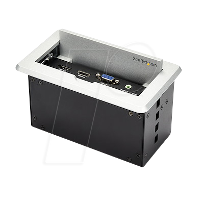 0065030867498 - StarTechcom Conference Table Connectivity Box For A V - HDMI   VGA   DisplayPort Inputs - HDMI Output - 4K - Befestigungsplatte - HD-15 RJ-45 Mini-Phone Stereo 35 mm HDMI USB Type A DisplayPort - Silber