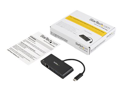 0065030869973 - StarTechcom USB-C auf Ethernet Adapter mit 3 Port USB 30 Hub und Stromversorgung - USB-C GbE Adapter mit USB Hub und 3 USB A Ports - Netzwerkadapter - USB-C - Gigabit Ethernet