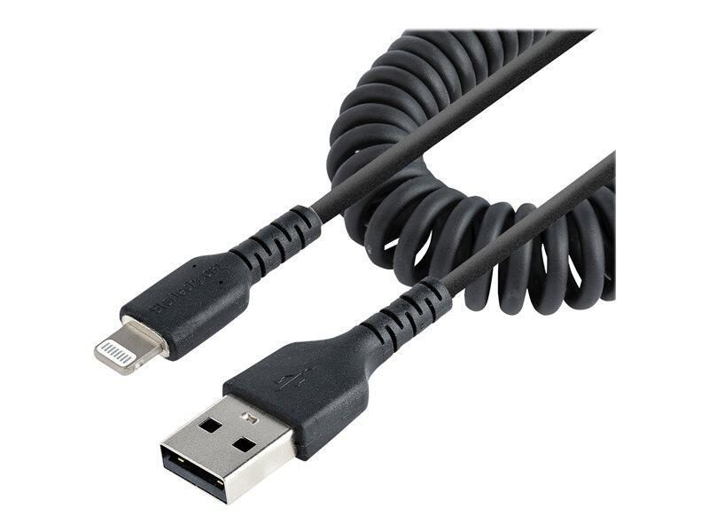 0065030893473 - StarTechcom 1m USB auf Lightning Kabel Spiralkabel MFi zertifiziert Schnellladekabel für iPhone iPad Schwarz robuster TPE Mantel mit Aramidfaser USB 20 Kabel (RUSB2ALT1MBC) - Lightning-Kabel - Lightning   USB - 1 m