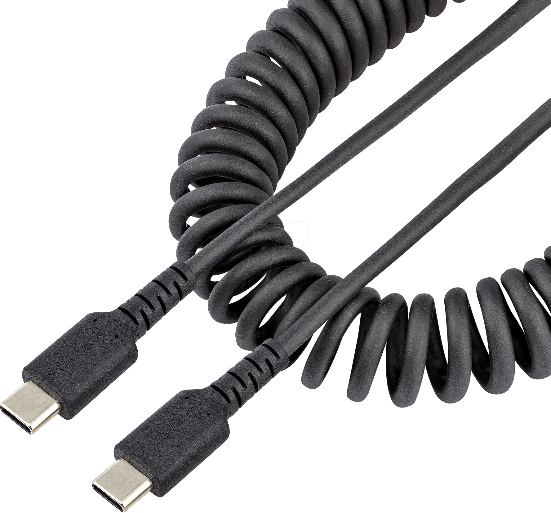 0065030893558 - StarTechcom 50cm USB C auf USB C Kabel hochbelastbares Spiralkabel zum Laden und Synchronisieren USB C 20 Kabel robuste Aramidfaser Schnellladekabel mit EMI Schutz schwarz (R2CCC-50C-USB-CABLE) - USB Typ-C-Kabel - USB-C zu USB-C - 50 cm