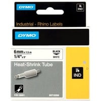 0071701180513 - DYMO Rhino Industrie Schrumpfschlauch-Kabeletiketten | 6 mm 15 m | Schwarz auf weiß | für  Rhino Beschriftungsgerät