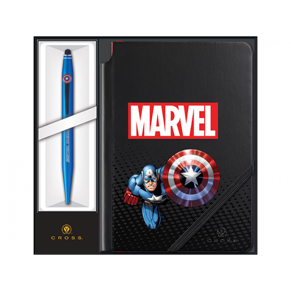 0073228128788 - Kugleschreiber Tech 2 Marvel Captain America + Notizbuch 0073228128788 2 Stück