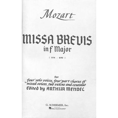 0073999246308 - Missa brevis F-Dur KV 192 (186f)