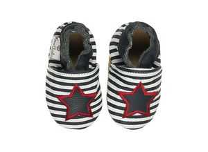 0083351586539 - - Krabbelschuhe STAR STRIPE in weiß blau Gr22 23