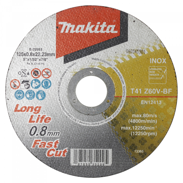 0088381465311 - Trennscheibe INOX E-22953-12 125x08mm 12St 0088381465311 makita 12 Stück 0088381465311 - Trennscheibe INOX E-22953-12 125x08mm 12St 0088381465311 makita 12 Stück