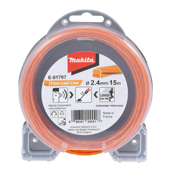 0088381555517 - Mähfaden Four-Leaf Line E-01797 orange vierblättrig 24mm x 15m 0088381555517 Makita