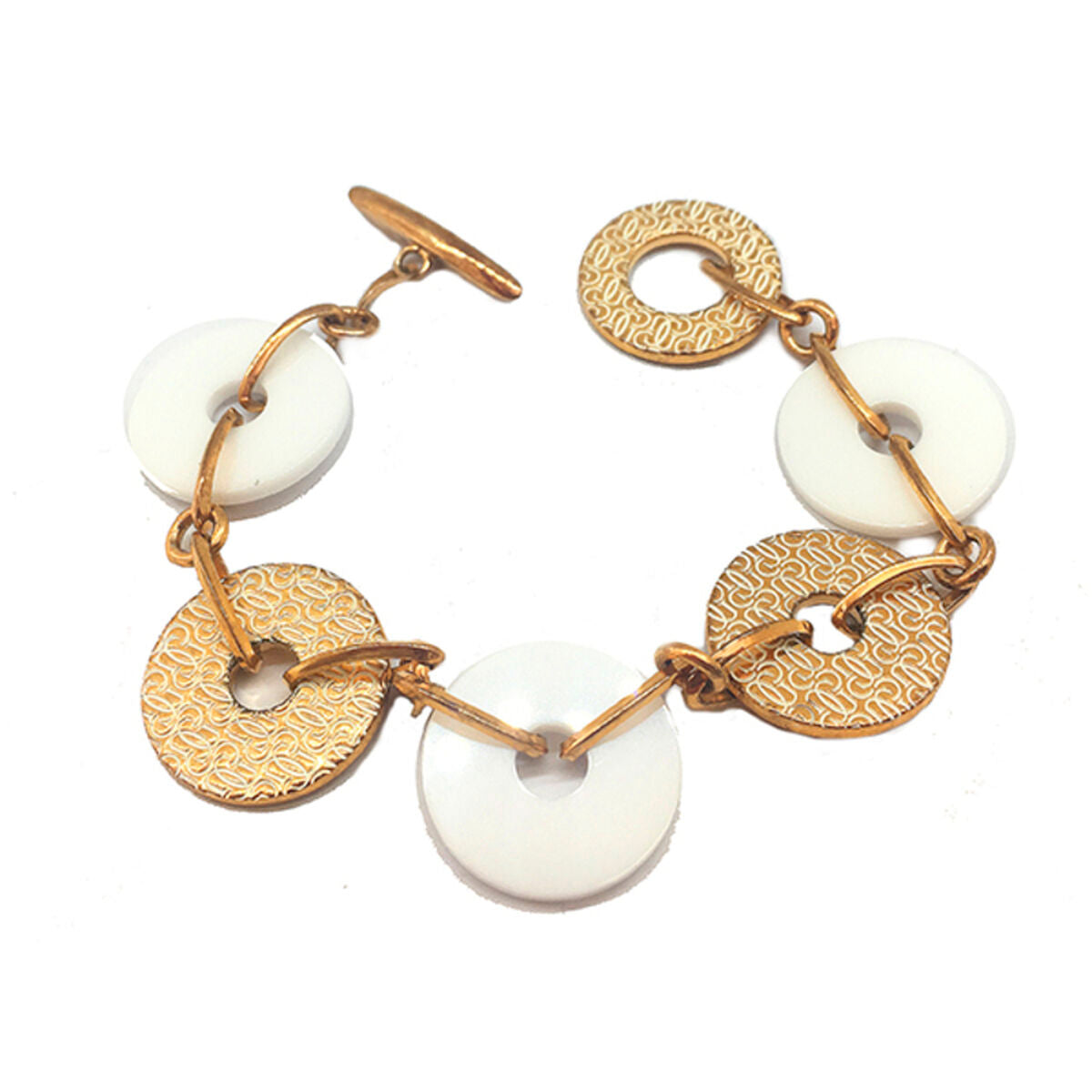 0091661355271 - LadiesBracelet CWB10902 Ceramic Golden Steel White Steel Ceramic (21 cm)