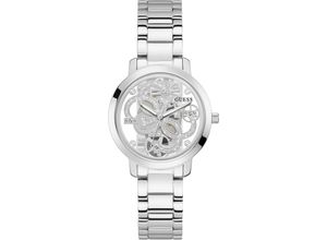 0091661523441 - Quarzuhr GUESS GW0300L1QUATTRO CLEAR Armbanduhren silberfarben Damen Armbanduhr Damenuhr analog Edelstahlarmband