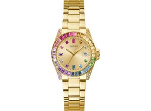 0091661537837 - Quarzuhr GUESS OPALINE GW0475L3 Armbanduhren goldfarben Damen Armbanduhr Damenuhr Datum Edelstahlarmband farbige Kristallsteine