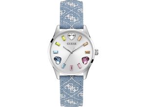 0091661538797 - Quarzuhr GUESS CANDY HEARTS GW0654L1 Armbanduhren blau (hellblau silberfarben) Damen Quarzuhren Armbanduhr Damenuhr