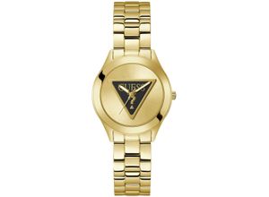 0091661540707 - Quarzuhr GUESS TRI PLAQUE Armbanduhren goldfarben Damen Quarzuhren Armbanduhr Damenuhr