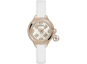 0091661541308 - Quarzuhr GUESS CHARMED Armbanduhren weiß Damen Quarzuhren Armbanduhr Damenuhr