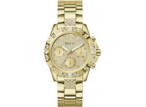 0091661543210 - Multifunktionsuhr GUESS MAJESTY Armbanduhren goldfarben (gelbgoldfarben) Damen Quarzuhr Armbanduhr Damenuhr Datum 1224-Std-Anzeige