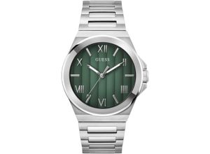 0091661543340 - Quarzuhr GUESS VINYL Armbanduhren silberfarben Herren Armbanduhr Herrenuhr Edelstahlarmband Mineralglas analog