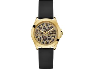 0091661544002 - Quarzuhr GUESS MENAGERIE Armbanduhren schwarz Damen Armbanduhr Damenuhr Silikonarmband Mineralglas analog