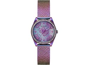 0091661544019 - Quarzuhr GUESS BOA Armbanduhren bunt Damen Armbanduhr Damenuhr Kristallsteine Mineralglas Edelstahlarmband