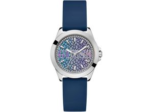 0091661544446 - Quarzuhr GUESS MENAGERIE Armbanduhren blau Damen Armbanduhr Damenuhr Silikonarmband Mineralglas analog