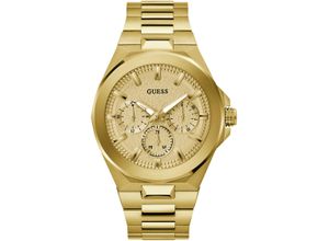 0091661544552 - Multifunktionsuhr GUESS DASHBOARD Armbanduhren goldfarben (gelbgoldfarben) Herren Quarzuhr Armbanduhr Herrenuhr Datum 1224-Std-Anzeige