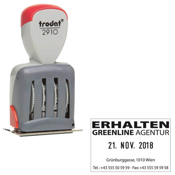 0092399724957 - trodat Datumstempel mit Text individualisierbar Classic 2910 P10 ohne Logo