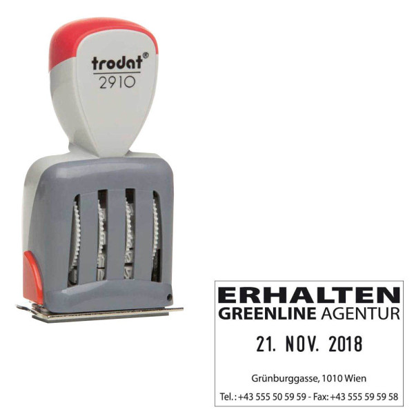 0092399730576 - trodat Datumstempel mit Text individualisierbar Classic 2910 P01 ohne Logo