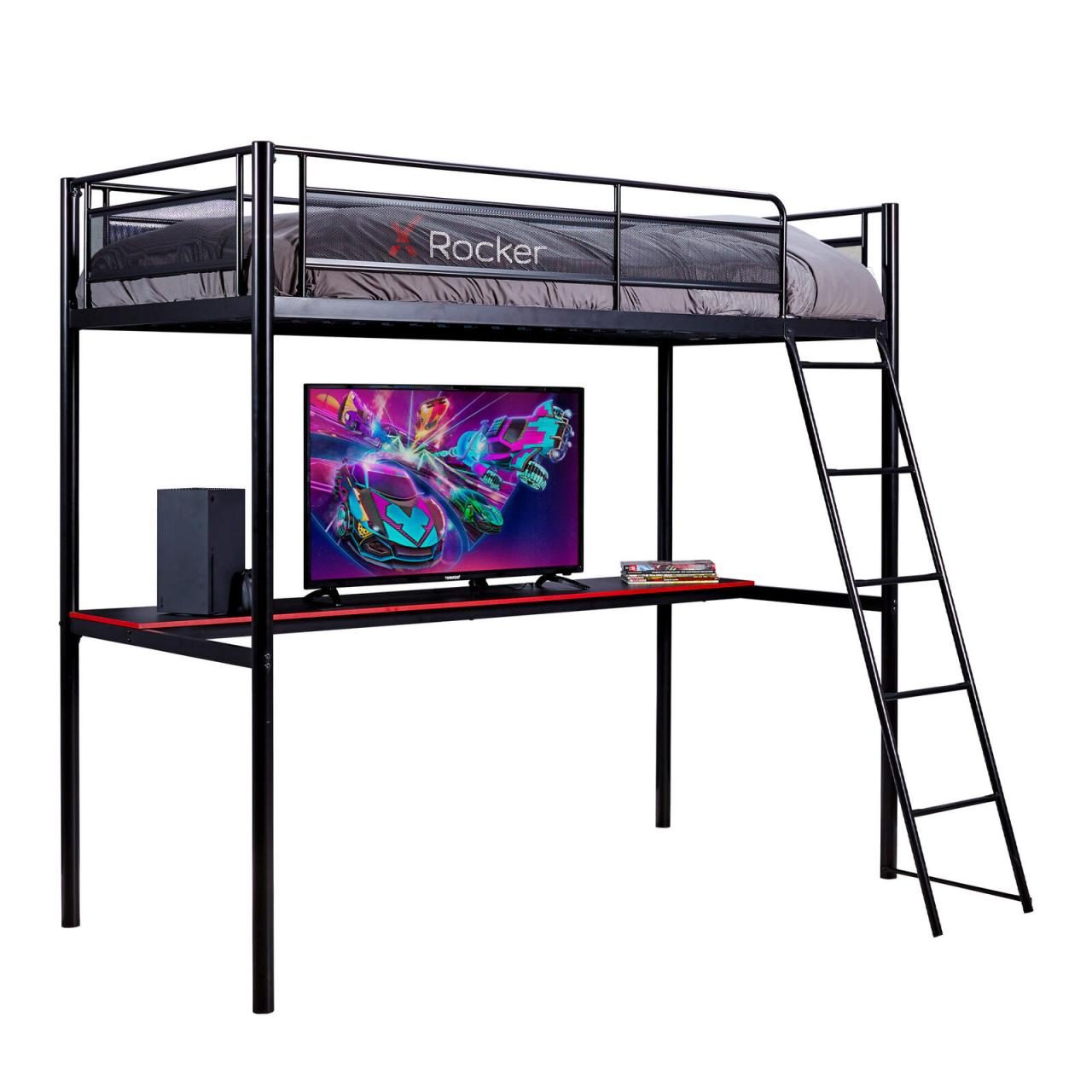 0094338211085 - HQ High Sleeper Gaming-Bett mit Schreibtisch für Kinder & Jugendliche - schwarz