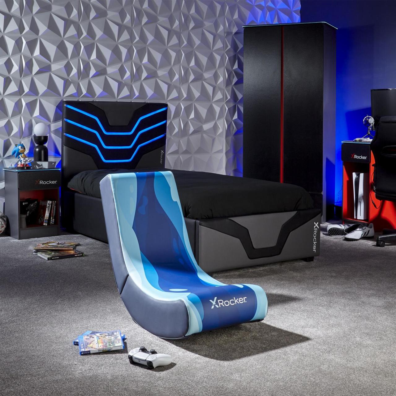 0094338220858 - Lava Floor Rocker Gaming-Bodensessel für Kinder & Jugendliche - blau