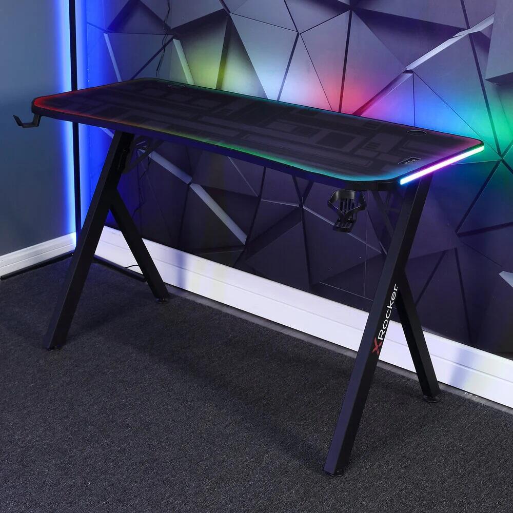 0094338231113 - X Rocker Lumio Gaming-Schreibtisch mit RGB-Beleuchtung & App-Steuerung - 120cm - schwarz