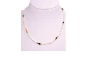 0096718220014 - Perlenkette FIRETTI Schmuck Geschenk Halsschmuck Halskette Perle Halsketten Gr 50 Messing-Perlen weiß (gelbgoldfarben weiß) Damen Perlenketten Made in Germany - mit Naturperle