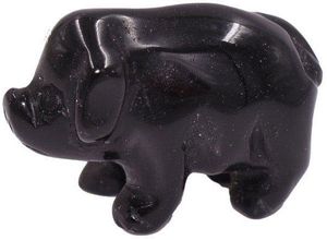 0096718220649 - Tierfigur Schmuck Geschenk Dekofigur Farbstein Edelstein Schwein Onyx (1 St) Perfekt zu jedem Anlass - Geburtstag Weihnachten! schwarz