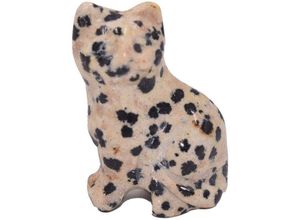 0096718220908 - Tierfigur Schmuck Geschenk Dekofigur Farbstein Edelstein Katze Jaspis (1 St) Perfekt zu jedem Anlass - Geburtstag Weihnachten! beige|schwarz