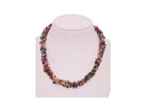 0096718222926 - Collier FIRETTI Schmuck Geschenk Halsschmuck Halskette Edelstein Farbstein Quarz Halsketten Gr Messing Länge 50 cm Breite 15 mm bunt (gelbgoldfarben lila grün rosa weiß blau hellblau rot grau hellgrün) Damen Colliers mit Edelsteinen