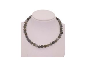 0096718222957 - Collier FIRETTI Schmuck Geschenk Halsschmuck Halskette Edelstein Farbstein Labradorit Halsketten Gr Messing Länge 50 cm Breite 10 mm grau (gelbgoldfarben grau) Damen Colliers Made in Germany - mit Labradorit