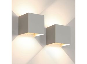 0149052537864 - 2 Stück led Wandlampe Innen- und Außenbereich Modernes Up Down Wandleuchte für Schlafzimmer und Wohnzimmer (Sandgrau 6W Neutralweiß 4000K) - Comely