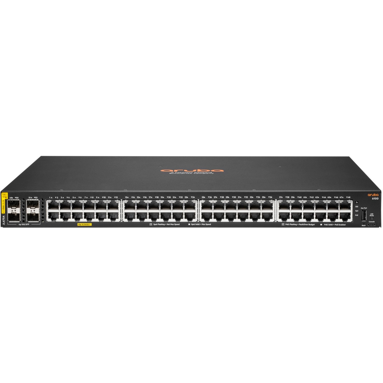 0190017347974 - HPE Aruba Networking Aruba 6100 48G Class4 PoE 4SFP+ 370W