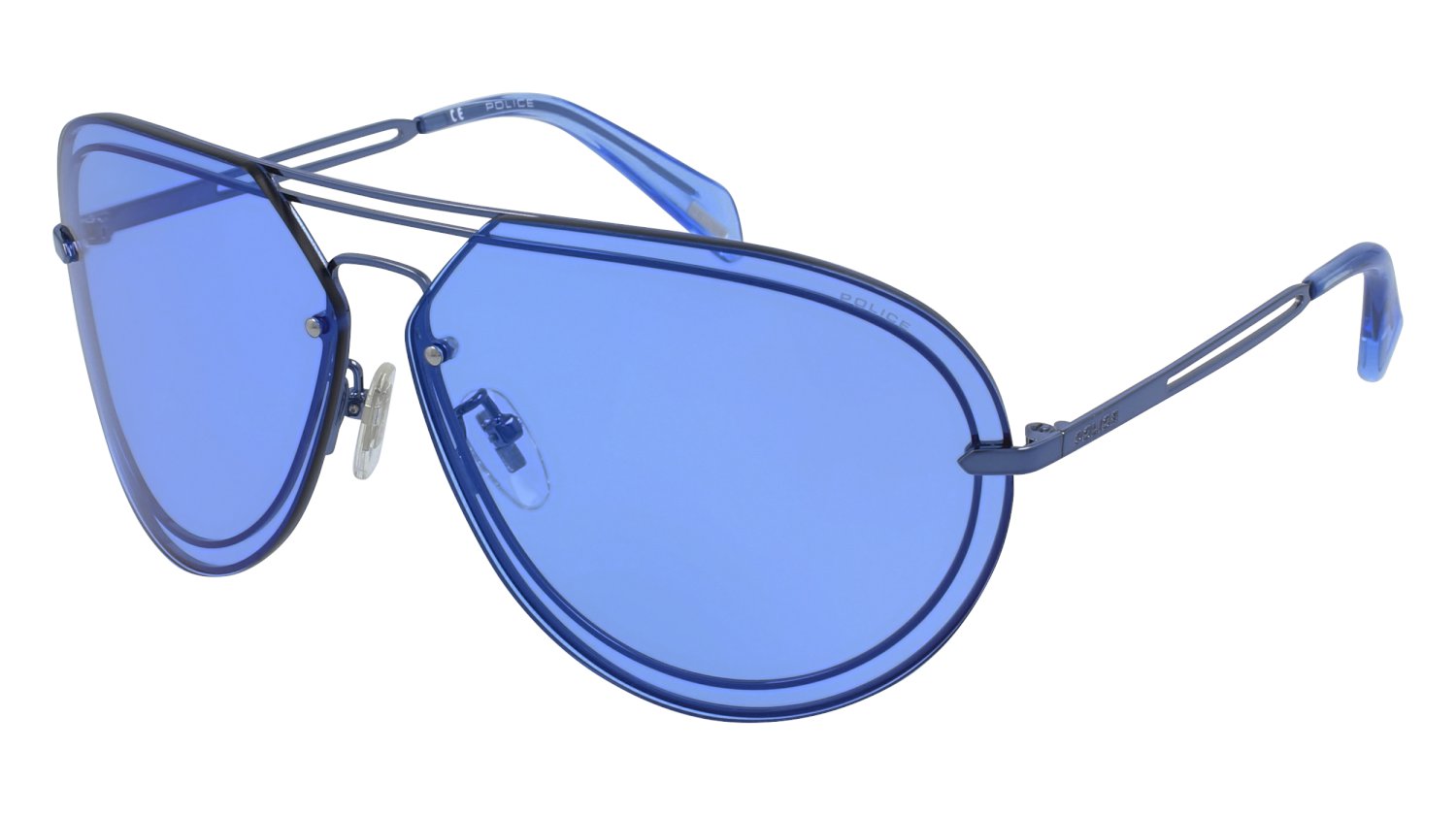 0190605246856 - Damen SPLA93 STEREO 1 GLASANT  R70B Gläser SONNENBRILLEN Metall Blau Blau Pilot Normal Spiegel