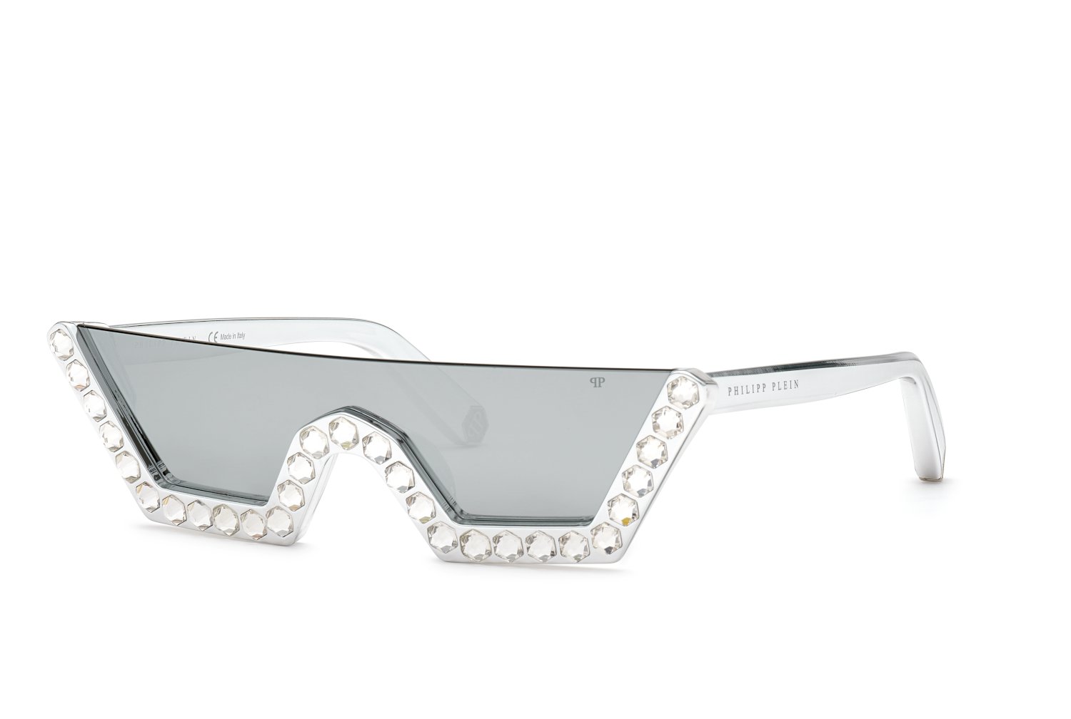 0190605364581 - Damen Spp031s plein crystal lux 4GTX Gläser SONNENBRILLEN Acetat Grau Rauch Geometrisch Anti -Reflex Spiegel