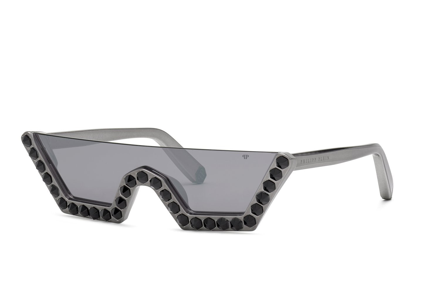 0190605364604 - Damen Spp031s plein crystal lux aaux Gläser SONNENBRILLEN Acetat Grau Rauch Geometrisch Anti -Reflex Spiegel