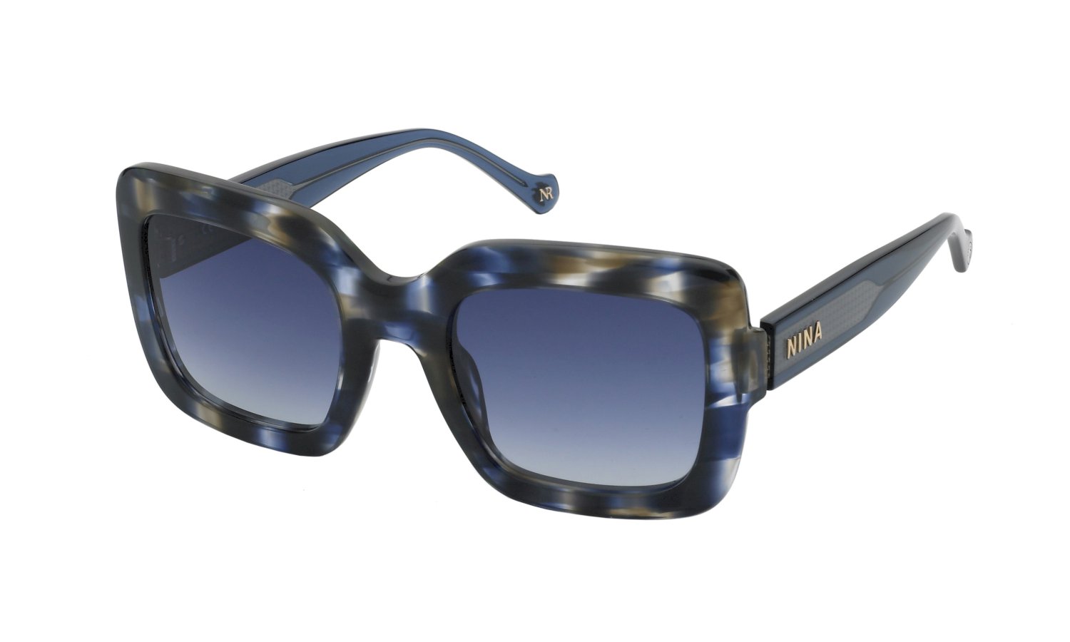 0190605416143 - Damen SNR322 0811 Gläser SONNENBRILLEN Acetat Blau Blau Quadratisch Normal Schattiert