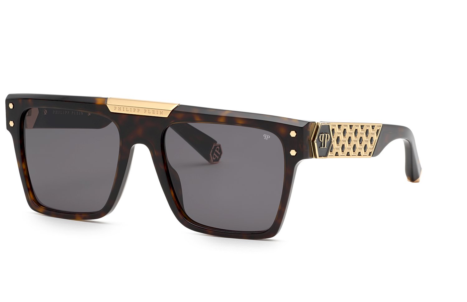 0190605443163 - Unisex SPP080 Plein Badge 0722 Gläser SONNENBRILLEN Acetat Havanna Grau Quadratisch Normal