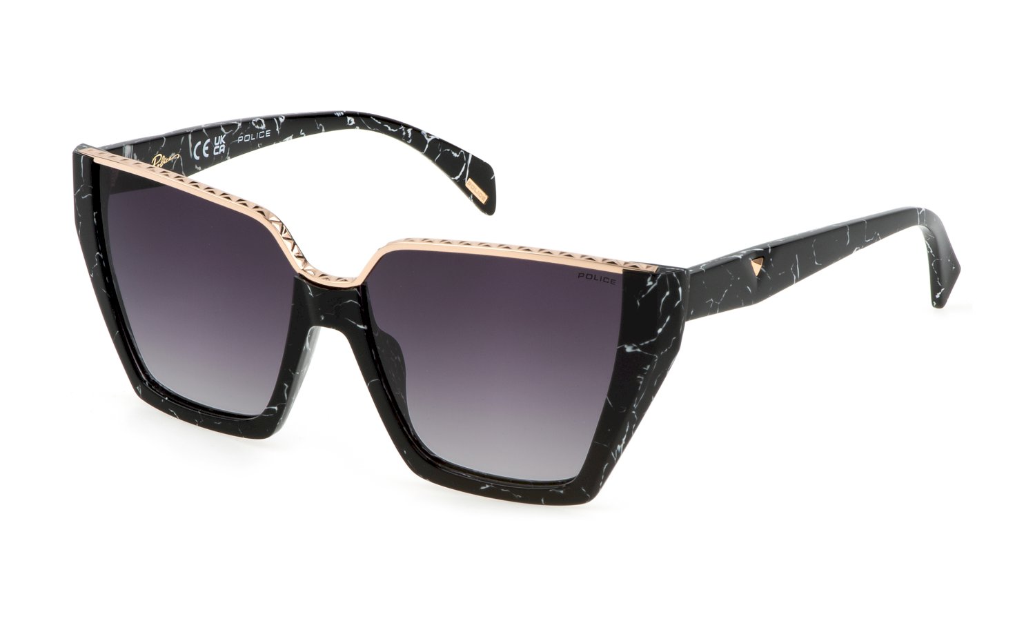 0190605453773 - Damen SPLL33E GEM 1 0869 Gläser SONNENBRILLEN Acetat Schwarz Grau Quadratisch Normal Schattiert