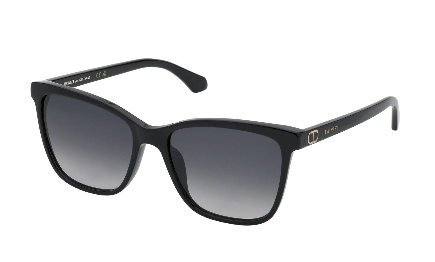 0190605466834 - Damen STW021 0700 Gläser SONNENBRILLEN Acetat Schwarz Grau Quadratisch Normal Schattiert