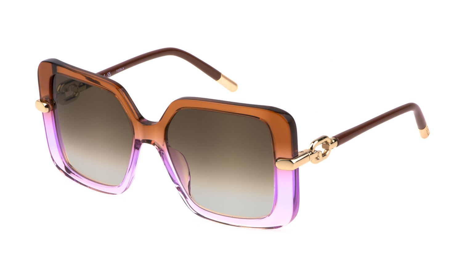 0190605475195 - Donna SFU712 06B1 Gläser SONNENBRILLEN Acetato Rosa Marrone Squadrata Normale Sfumato